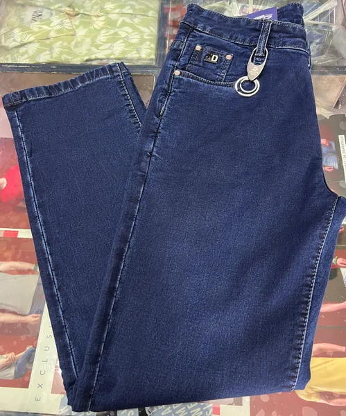 Jacob Denim classic dark wash straight-leg jeans.